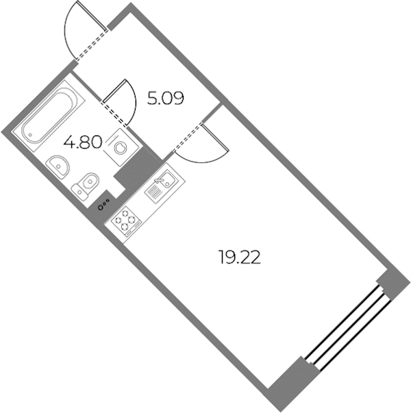 Квартира студия 29.11 м², 2/18 эт., ЖК «Огни Залива»